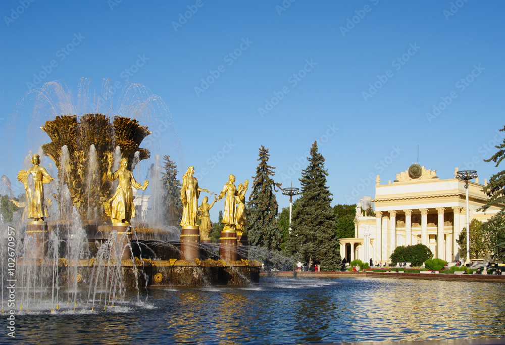  MOSCOW, RUSSIA - SEPTEMBER 16, 2014: ENEA, view of fountain 