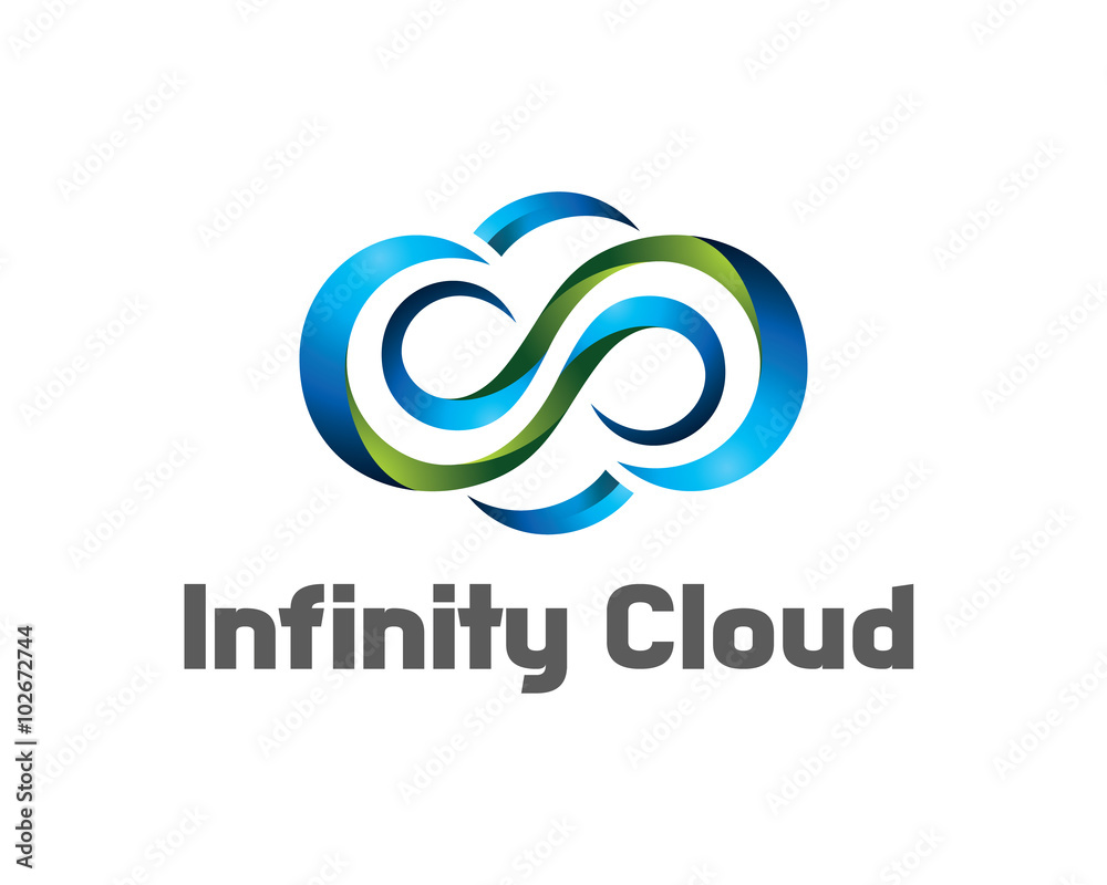 Infinity cloud logo design vector. Cloud logo template. 3D cloud Infinity cloud logo design vector. Cloud logo template. 3D cloud