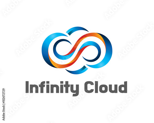 Infinity cloud logo design vector. Cloud logo template. 3D cloud