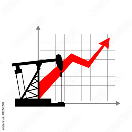 Graphic growth  and oil rig. Oil quotations grow up. info graphi