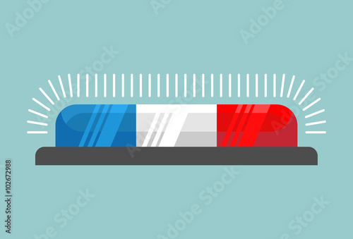 Police Siren.  Identification light sign for police cars. Red, b