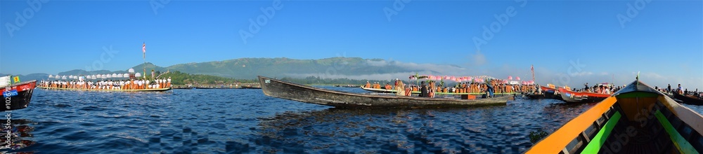 People Celebrating Pagoda Festival on Inle Lake, Myanmar