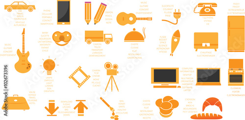 icons et symboles vectoriels de differents théme  de la vie quotidienne photo