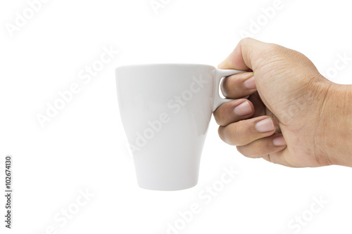 holding coffee cup isolate