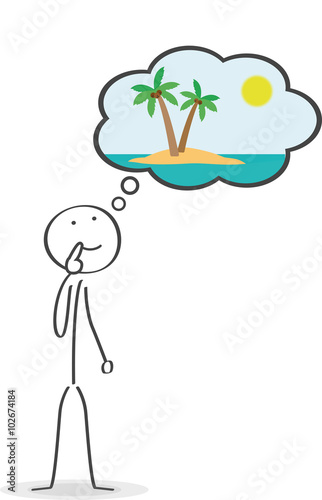 Strichmännchen träumt vom Urlaub