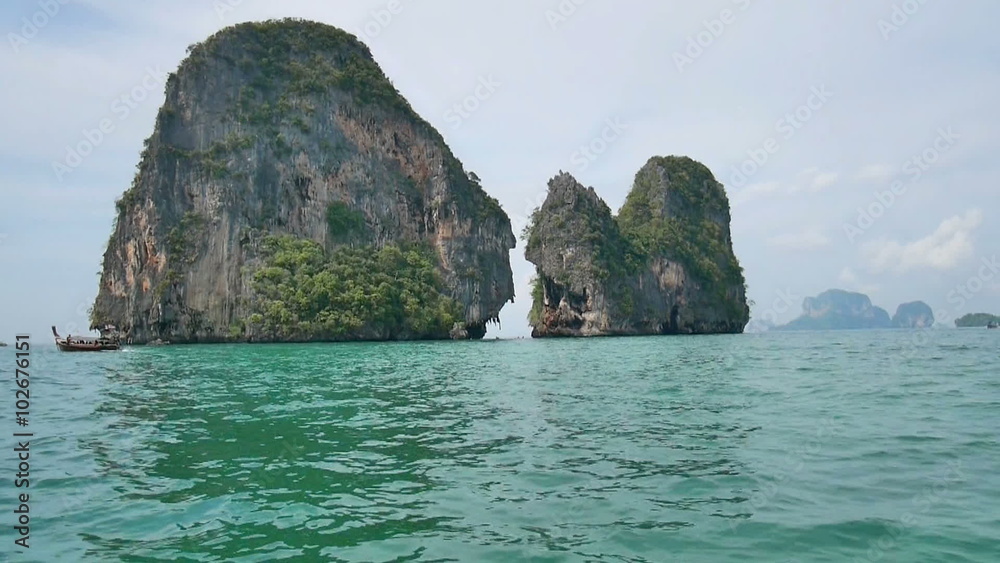 Cliff islands at Phranang beach, Krabi, Thailand. Cliff islands at Phranang beach, Krabi, Thailand.