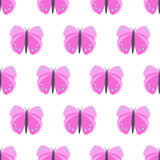 Pink butterfly seamless pattern. Bright summer butterfly vector background.