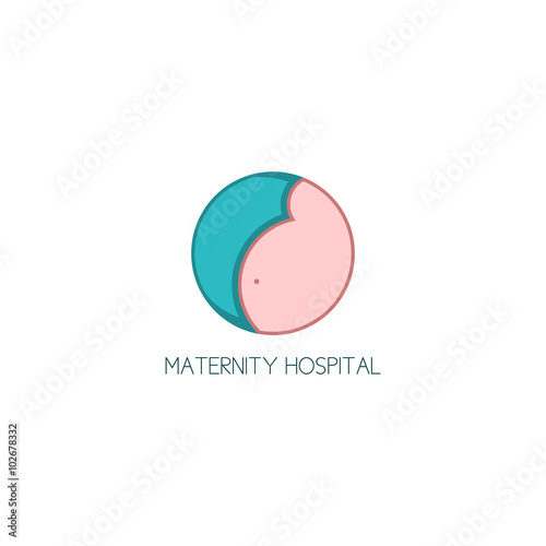 Logo of maternity hospital. Concept of logo of pregnancy in the form of a circle.