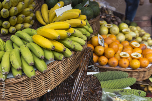 Fresh exotic fruits in Mercado Dos Lavradores. Funchal  Madeira