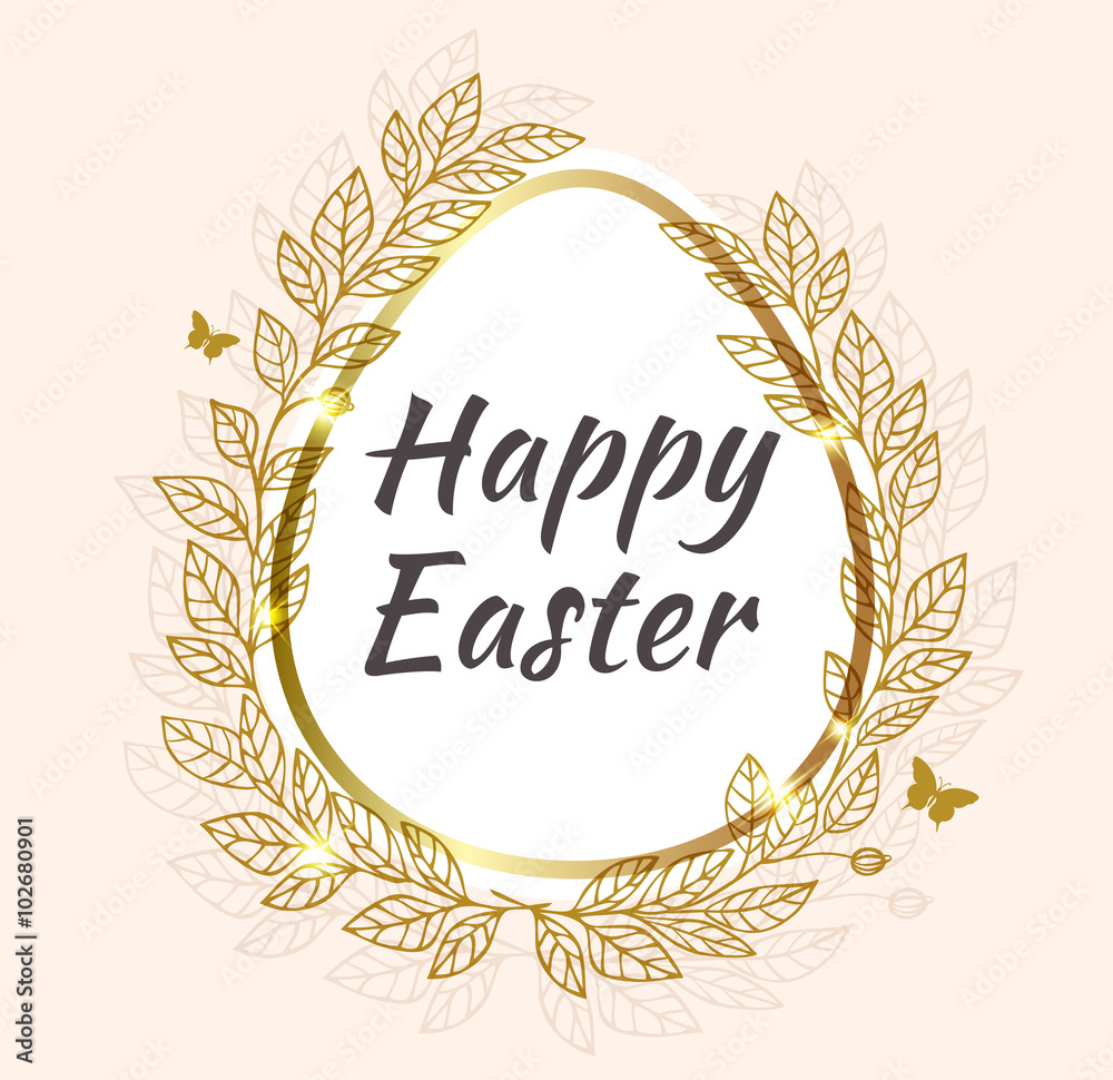 Obraz premium Easter background with leaves