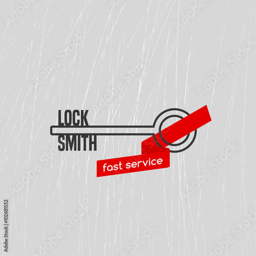 Locksmith vector logo, icon. "Locksmith" word is a part of key shape