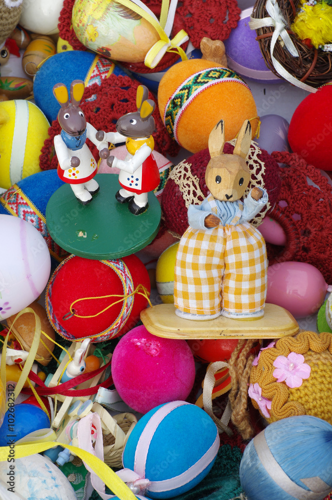 Easter decoration rabbit and eggs