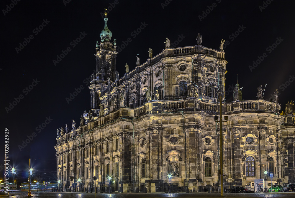 Dresden Cathedral At night, Germany