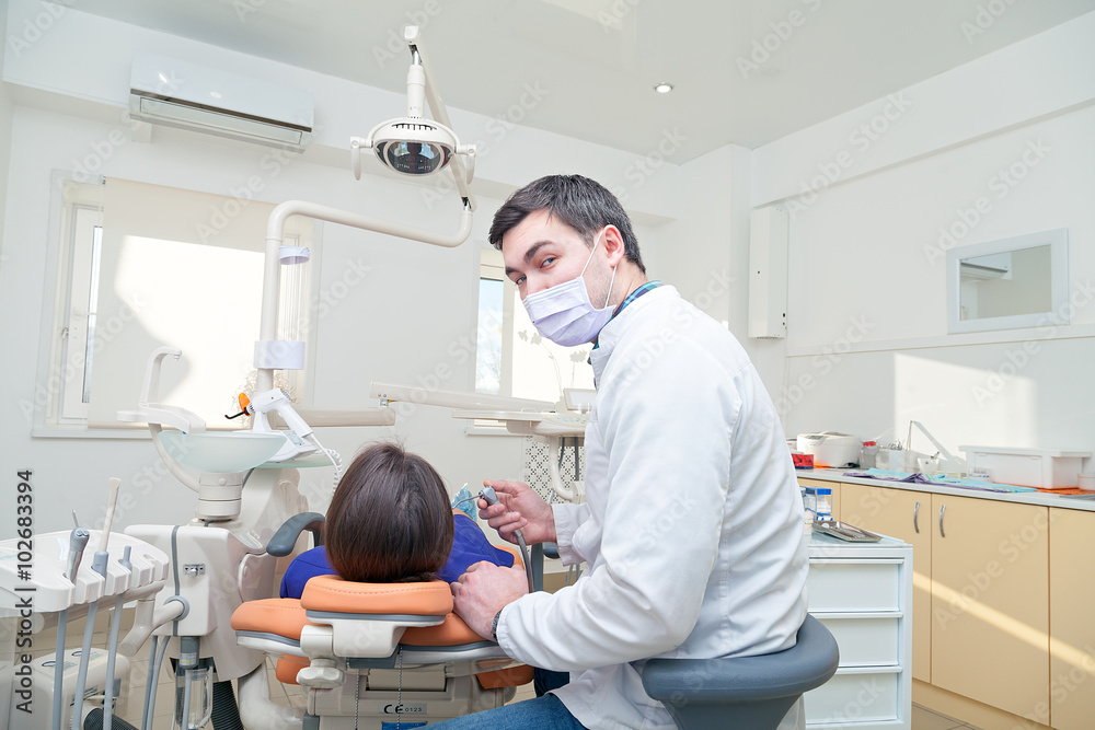 Healthy teeth patient at dentist office dental caries prevention Healthy teeth patient at dentist office dental caries prevention