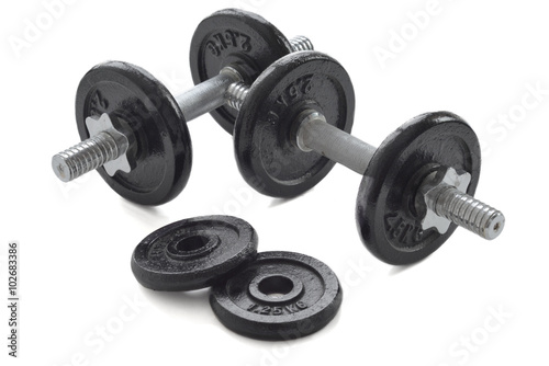 Dumbbells for weightlifting sessions.