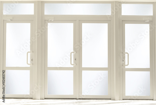 Plastic entrance doors with glass