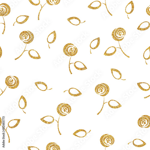 Floral ornament gold seamless pattern. Flowers stylish texture.