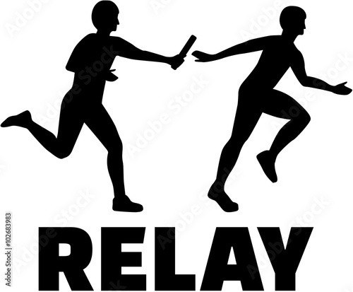 Relay word with two people passing baton