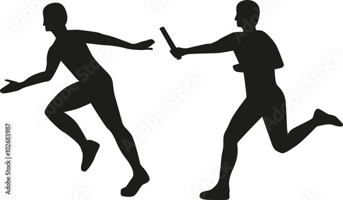 Relay people passing baton