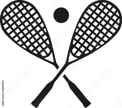 Squash rackets with ball