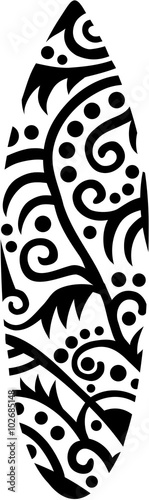 Surfboard with ornaments