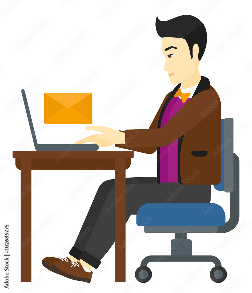 Man receiving email. Man receiving email.