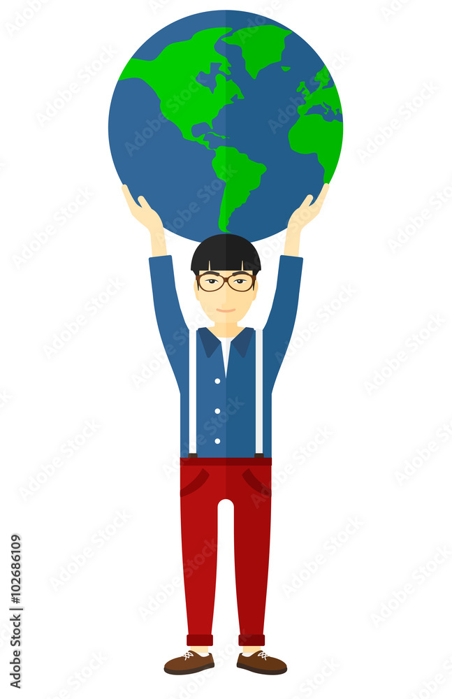 Man holding globe. Man holding globe.