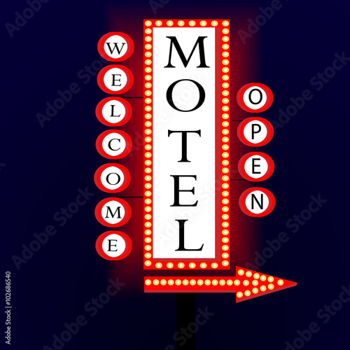 Retro banner with glowing lights. Neon sign