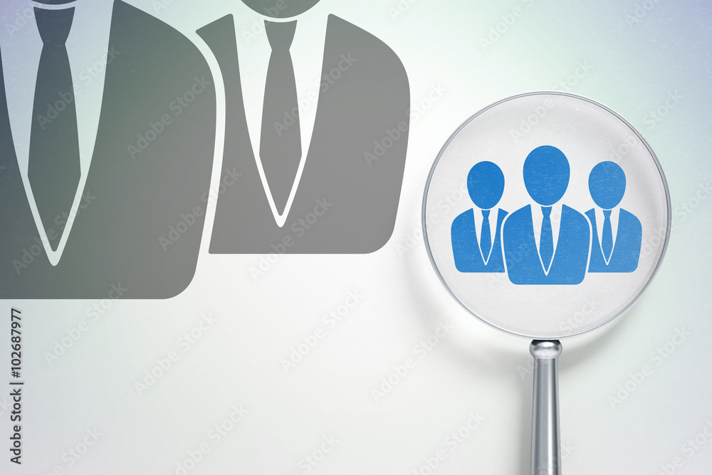 News concept: Business People with optical glass on digital background News concept: Business People with optical glass on digital background