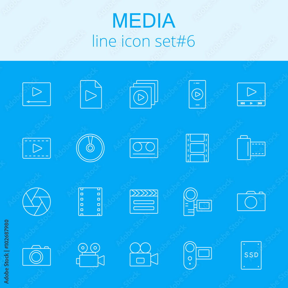 Media icon set. Media icon set.