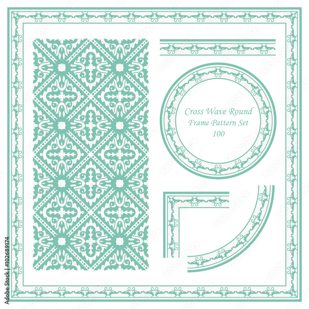 Obraz premium Vintage Frame Pattern Set 100 Cross Wave Round