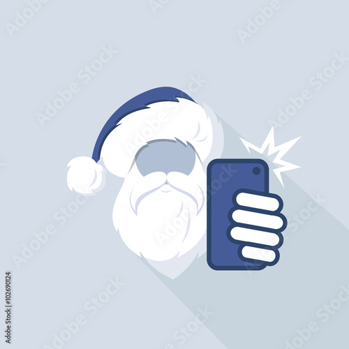 Santa Claus taking selfie with his phone - template