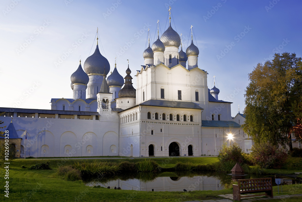 The Kremlin of Rostov the Great in the late evening, Russia
