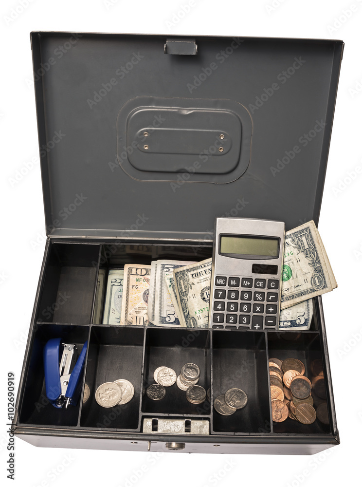 Old Cash Box Ready For Garage Yard Rummage Sale or Farmers Market Old Cash Box Ready For Garage Yard Rummage Sale or Farmers Market