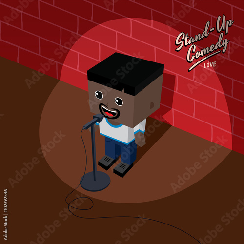 stand up comedy isometric block cartoon
