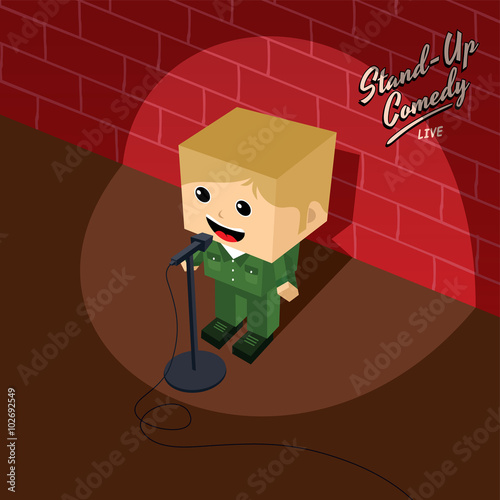 stand up comedy isometric block cartoon