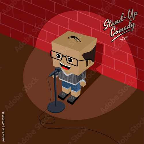 stand up comedy isometric block cartoon