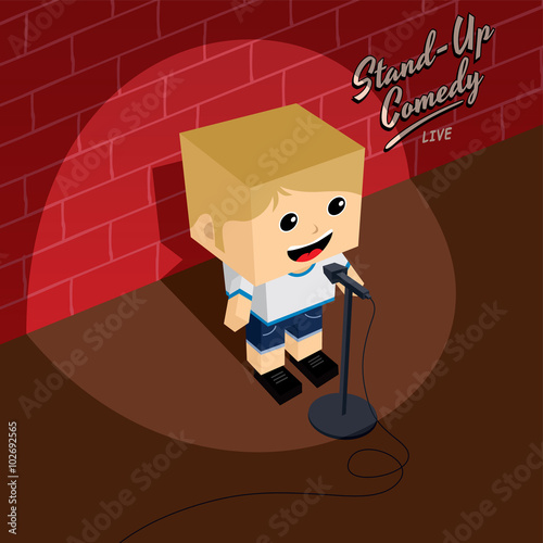 stand up comedy isometric block cartoon