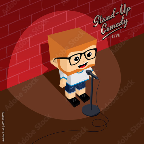 stand up comedy isometric block cartoon