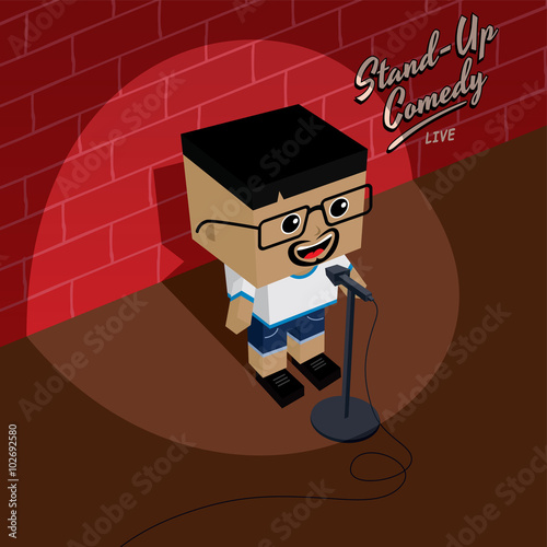 stand up comedy isometric block cartoon
