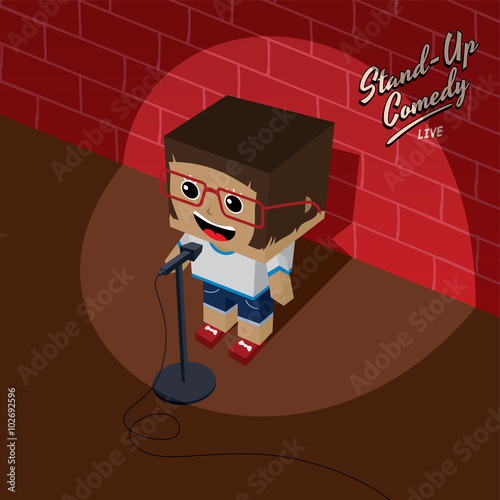 stand up comedy isometric block cartoon