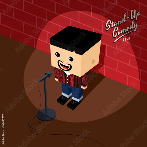 stand up comedy isometric block cartoon