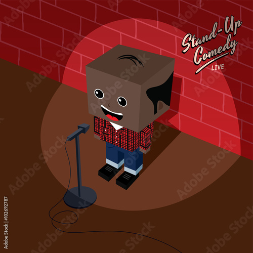 stand up comedy isometric block cartoon