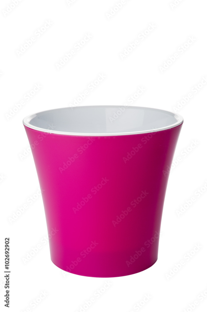 Empty red flower pot on white background Empty red flower pot on white background