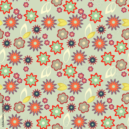 Wallpaper Mural Seamless colorful background with simple floral pattern Torontodigital.ca