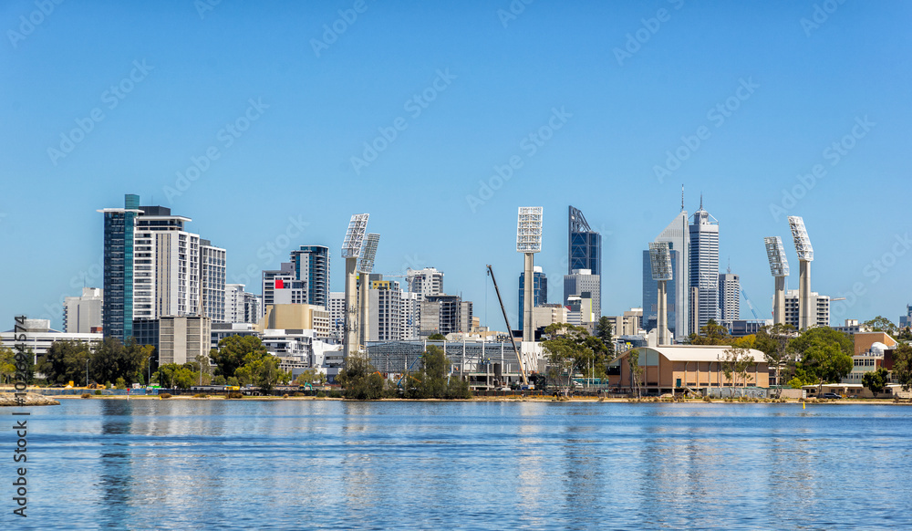 Looking across the Swann River from Burswood to east Perth Looking across the Swann River from Burswood to east Perth