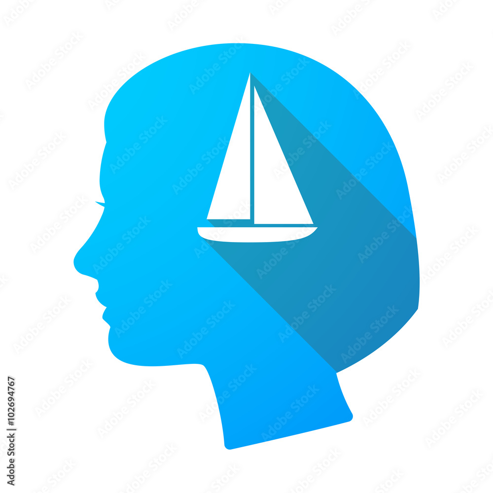Long shadow female head with a ship Long shadow female head with a ship