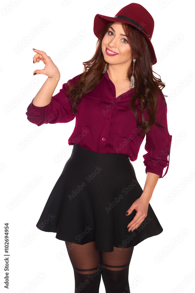 Portrait of a smiling girl in hat isolated on a white background Portrait of a smiling girl in hat isolated on a white background