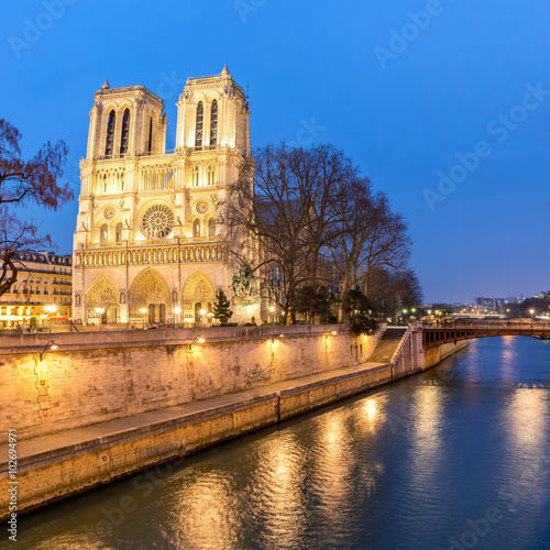 Paris Notre Dame at dusk