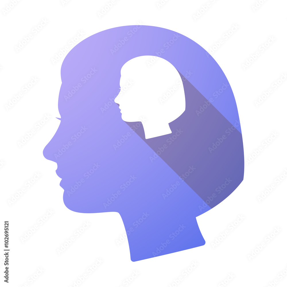 Long shadow female head with a female head Long shadow female head with a female head